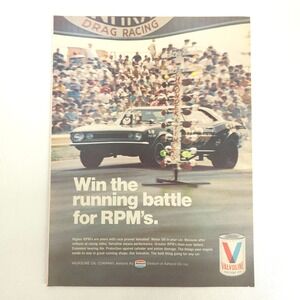 Plymouth Barracuda Drag Racing Valvoline Print Ad 1970 Hot Rod Garage Wall Art